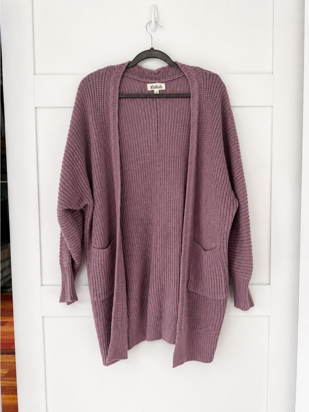 Listicle Open-Front Lavender Knit Cardigan